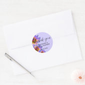 Paarse Waterverf bloesems Vrijgezellenfeest Dank u Ronde Sticker (Envelop)