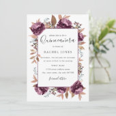 Paarse Waterverf Bloom Quinceanera Invite Kaart (Staand voorkant)