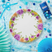 Paarse Waterverf Blooms Floral bruiloft Papieren Bordje (Feest)