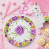 Paarse Waterverf Blooms Floral Papieren Bordje (Feest)