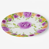 Paarse Waterverf Blooms Floral Papieren Bordje (Gekanteld)