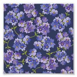 Paarse Waterverf Blossoms Floral Foto Afdruk