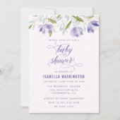 Paarse Waterverf Blowers Baby shower Uitnodiging (Voorkant)