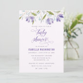 Paarse Waterverf Blowers Baby shower Uitnodiging (Staand voorkant)