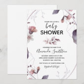 Paarse Waterverf Blowers Baby shower Uitnodiging (Voorkant / Achterkant)