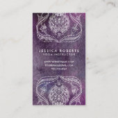 Paarse Waterverf Bohemian Floral Visitekaartje (Achterkant)