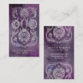 Paarse Waterverf Bohemian Floral Visitekaartje (Voorkant / Achterkant)