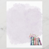 Paarse Waterverf Book Lover Stationery Paper (Voorkant)