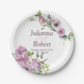 Paarse waterverf bord voor bloemetjesbruiloft (Voorkant)