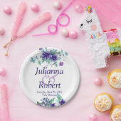 Paarse waterverf bord voor bloemetjesbruiloft (Feest)