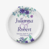 Paarse waterverf bord voor bloemetjesbruiloft (Voorkant)