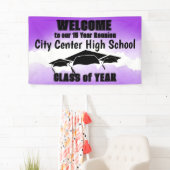 Paarse Waterverf Border Class Reunion Welkom Spandoek (Insitu)