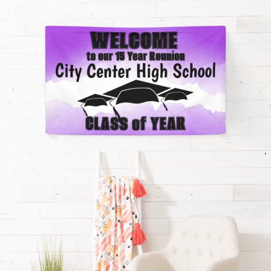 Paarse Waterverf Border Class Reunion Welkom Spandoek (Insitu)