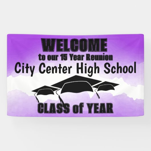 Paarse Waterverf Border Class Reunion Welkom Spandoek (Horizontaal)