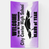 Paarse Waterverf Border Class Reunion Welkom Spandoek (Verticaal)