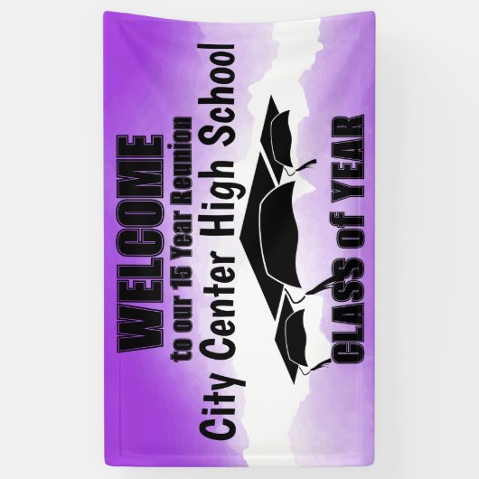 Paarse Waterverf Border Class Reunion Welkom Spandoek (Verticaal)