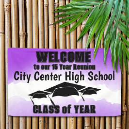 Paarse Waterverf Border Class Reunion Welkom Spandoek