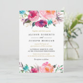 Paarse Waterverf Botanische bruiloft Kaart (Staand voorkant)