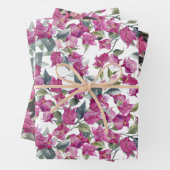 Paarse Waterverf Bougainvillea Pattern Floral Inpakpapier Vel (In situ)