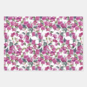 Paarse Waterverf Bougainvillea Pattern Floral Inpakpapier Vel (Voorkant 3)