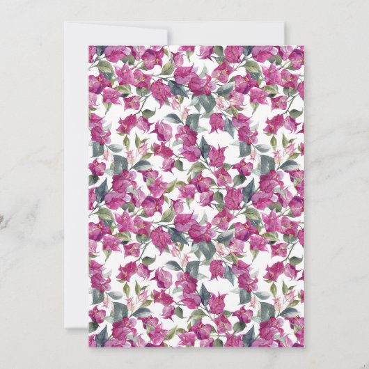 Paarse Waterverf Bougainvillea Wreath Baptisme Kaart (Achterkant)
