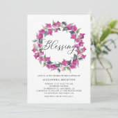 Paarse Waterverf Bougainvillea Wreath Blessing Kaart (Staand voorkant)