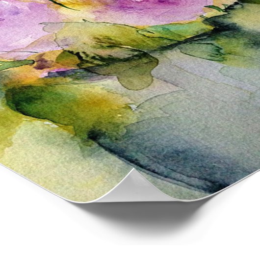 Paarse Waterverf Bouquet Poster (Hoek)