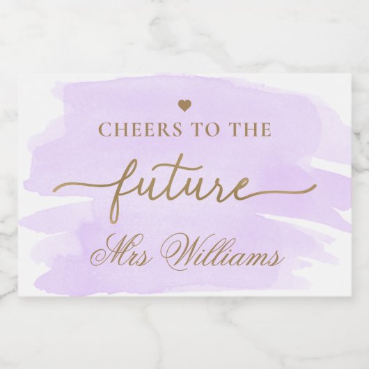 Paarse Waterverf Bruidsdouche Sissende Wijn La Sparkling Wijnetiket (Enkel label)