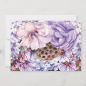 Paarse Waterverf bruiloft foto collage Bedankkaart (Achterkant)