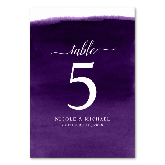 Paarse Waterverf bruiloft Kaart (Voorkant)