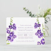Paarse waterverf bruiloft uitnodigingen (Staand voorkant)
