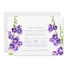 Paarse waterverf bruiloft uitnodigingen