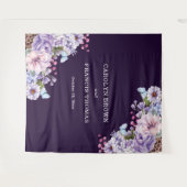 Paarse Waterverf Bruiloftspersonalatie met Bloemen Wandkleed (Voorkant (horizontaal))