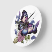 PAARSE WATERVERF BUTTERFLIES EN STROMEN RONDE KLOK (Hoek)