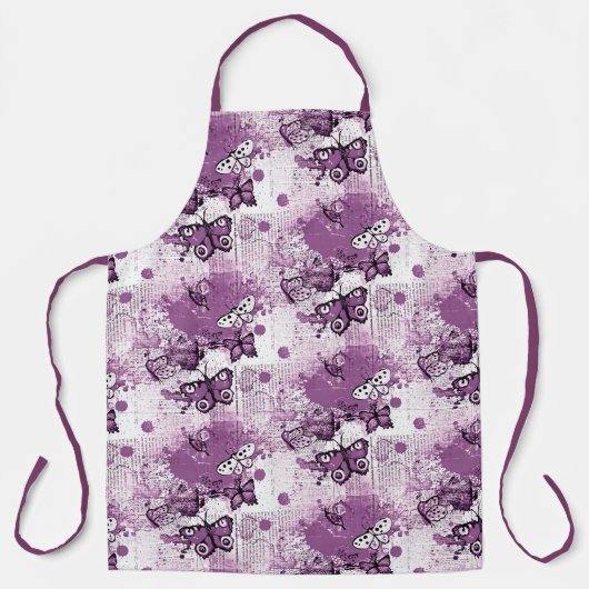 Paarse Waterverf Butterflies Pattern Girly Cute Schort (Voorkant)