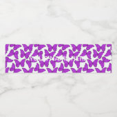 Paarse Waterverf Butterflies Waterfles Etiket (Enkel label)