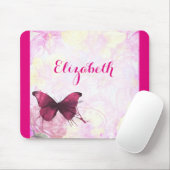 Paarse Waterverf Butterfly on Pink and Yellow Muismat (Met muis)