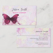 Paarse Waterverf Butterfly on Pink and Yellow Visitekaartje (Voorkant / Achterkant)