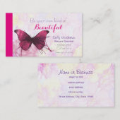 Paarse Waterverf Butterfly on Pink and Yellow Visitekaartje (Voorkant / Achterkant)