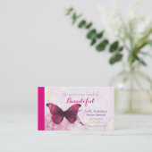 Paarse Waterverf Butterfly on Pink and Yellow Visitekaartje (Staand voorkant)
