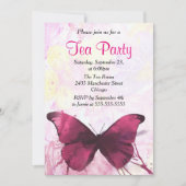 Paarse Waterverf Butterfly Tea Party Kaart (Voorkant)