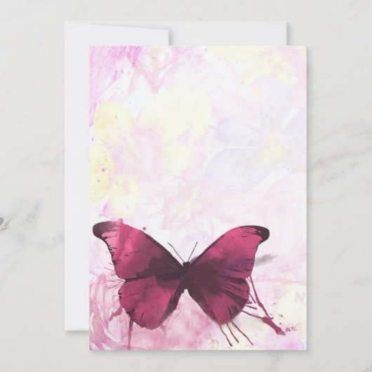 Paarse Waterverf Butterfly Tea Party Kaart (Achterkant)