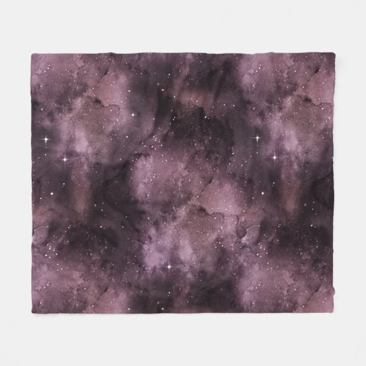 Paarse Waterverf Celestial Sky Fleece Deken (Voorkant (Horizontaal))