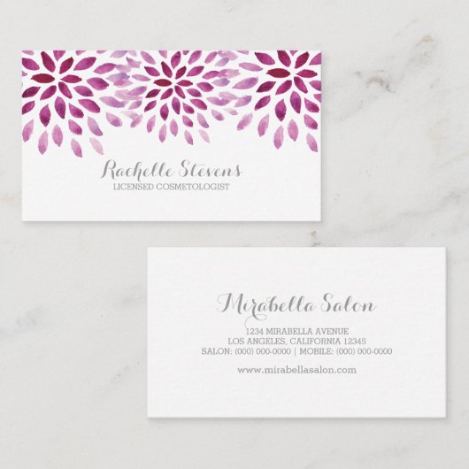 Paarse Waterverf Chrysanthema Visitekaartje (Voorkant / Achterkant)