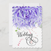 Paarse Waterverf Chrysanthemum Floral Wedding Kaart (Achterkant)