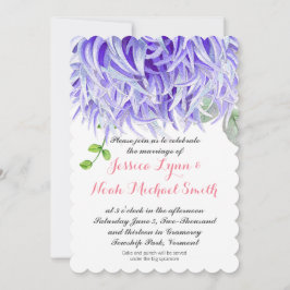 Paarse Waterverf Chrysanthemum Floral Wedding Kaart