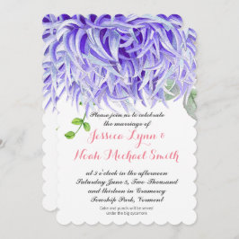 Paarse Waterverf Chrysanthemum Floral Wedding Kaart
