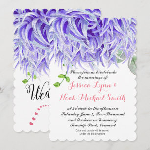 Paarse Waterverf Chrysanthemum Floral Wedding Kaart