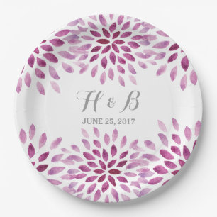 Paarse Waterverf Chrysanthemum Papieren Borden Bordje