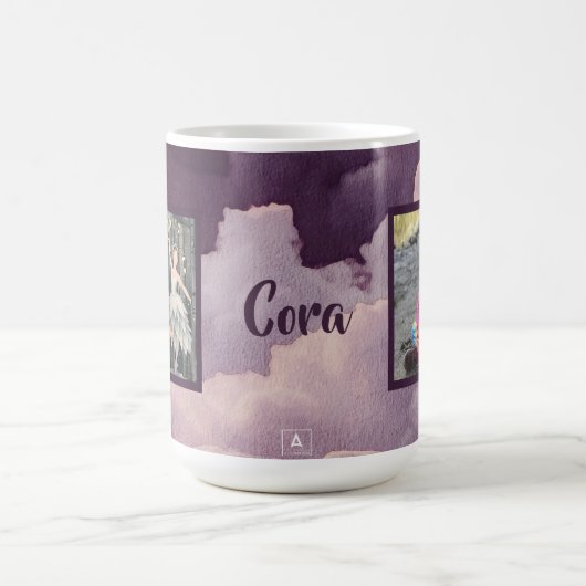 Paarse Waterverf Clouds Twee Foto Koffiemok (Center)